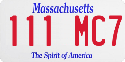 MA license plate 111MC7