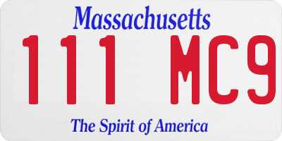 MA license plate 111MC9