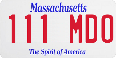 MA license plate 111MD0