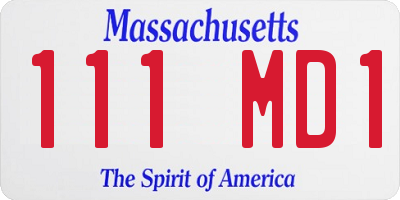 MA license plate 111MD1