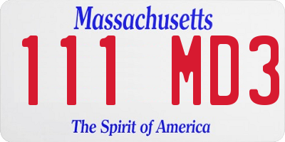 MA license plate 111MD3