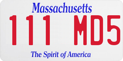 MA license plate 111MD5