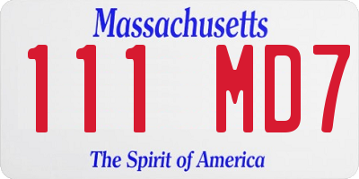 MA license plate 111MD7
