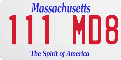 MA license plate 111MD8