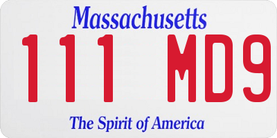 MA license plate 111MD9