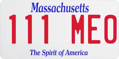 MA license plate 111ME0