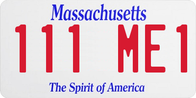 MA license plate 111ME1