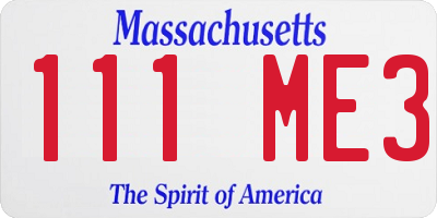 MA license plate 111ME3