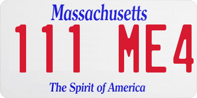 MA license plate 111ME4