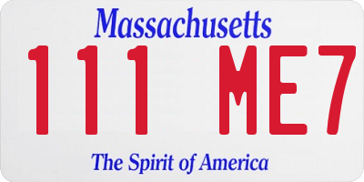 MA license plate 111ME7