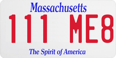 MA license plate 111ME8