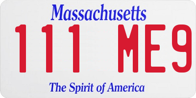 MA license plate 111ME9