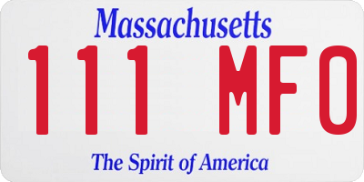 MA license plate 111MF0