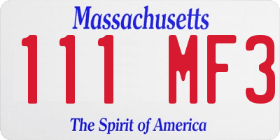 MA license plate 111MF3
