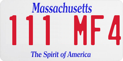 MA license plate 111MF4