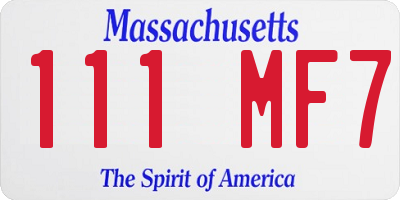 MA license plate 111MF7