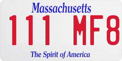 MA license plate 111MF8