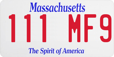MA license plate 111MF9