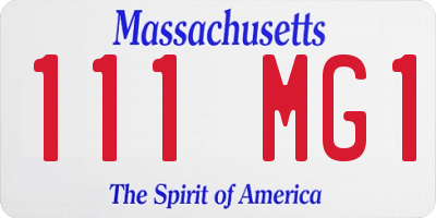 MA license plate 111MG1