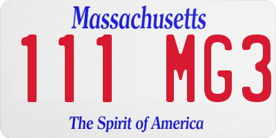 MA license plate 111MG3