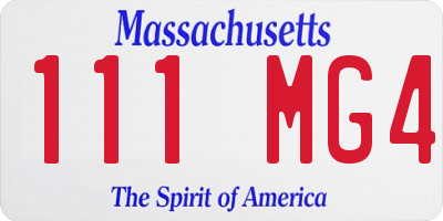MA license plate 111MG4