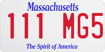 MA license plate 111MG5