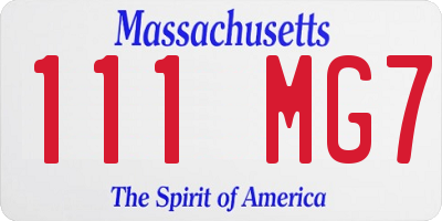 MA license plate 111MG7