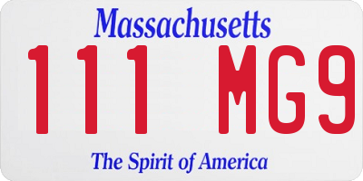 MA license plate 111MG9