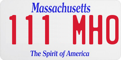 MA license plate 111MH0