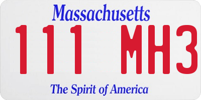 MA license plate 111MH3
