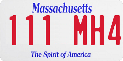 MA license plate 111MH4