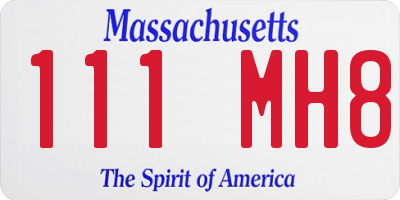 MA license plate 111MH8
