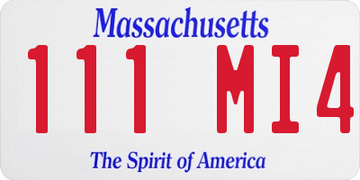 MA license plate 111MI4