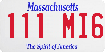 MA license plate 111MI6