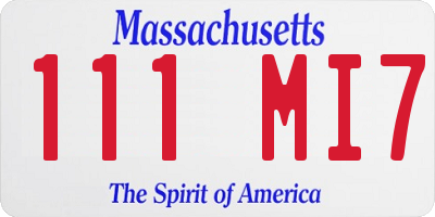 MA license plate 111MI7