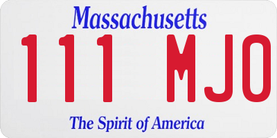 MA license plate 111MJ0