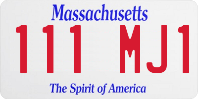 MA license plate 111MJ1