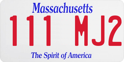 MA license plate 111MJ2