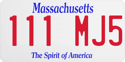 MA license plate 111MJ5