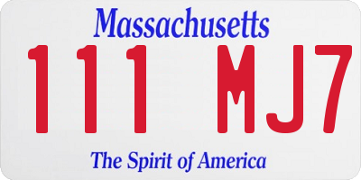 MA license plate 111MJ7