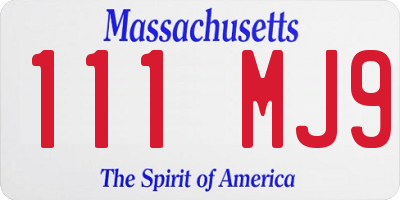 MA license plate 111MJ9