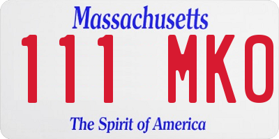 MA license plate 111MK0