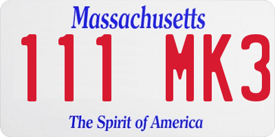 MA license plate 111MK3