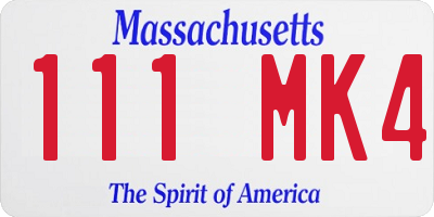 MA license plate 111MK4