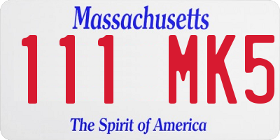MA license plate 111MK5
