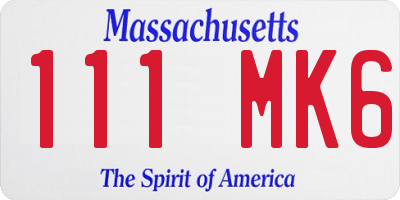 MA license plate 111MK6