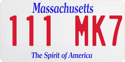 MA license plate 111MK7