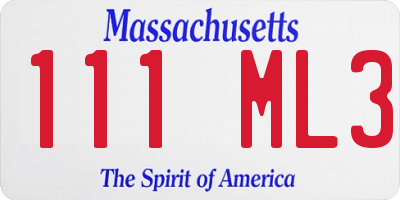 MA license plate 111ML3