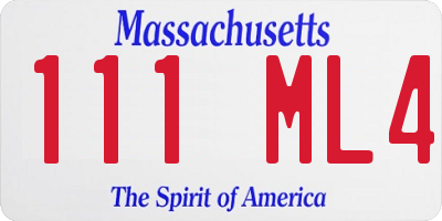 MA license plate 111ML4