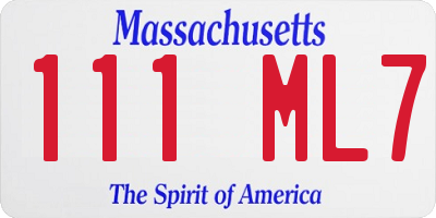 MA license plate 111ML7